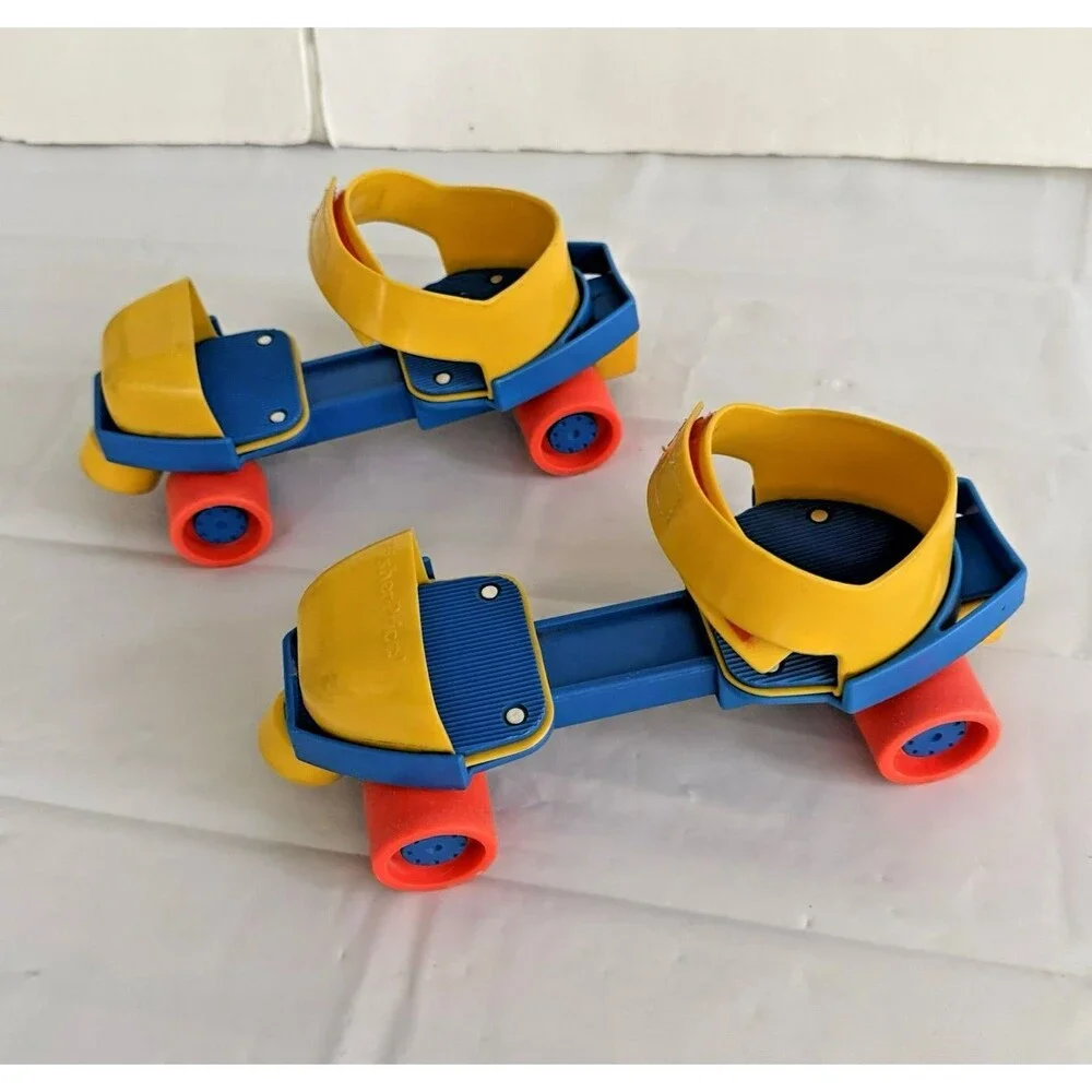 Vtg 80s Fisher Price 1-2-3 Grow With Me Roller Skates Adjustable Kids Yellow